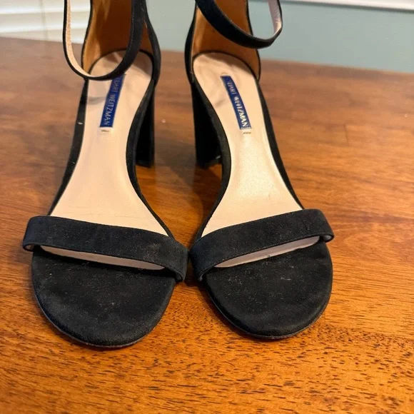 Stuart Weitzman Nearlynude ankle strap sandal black suede size 7.5 - Picture 4 of 12